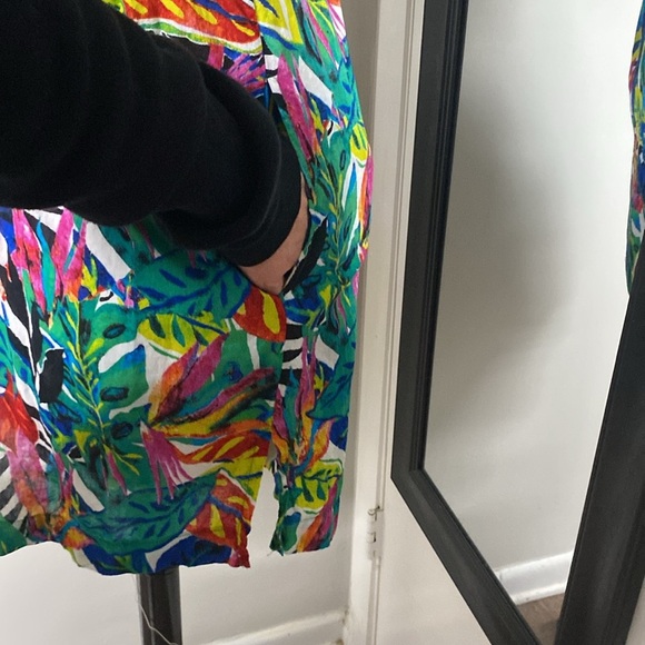 LAUREN RALPH LAUREN TROPICAL SWIM SUIT COVER WITH ADJ. SLEEVES&SIDE SPLITS - Picture 6 of 13